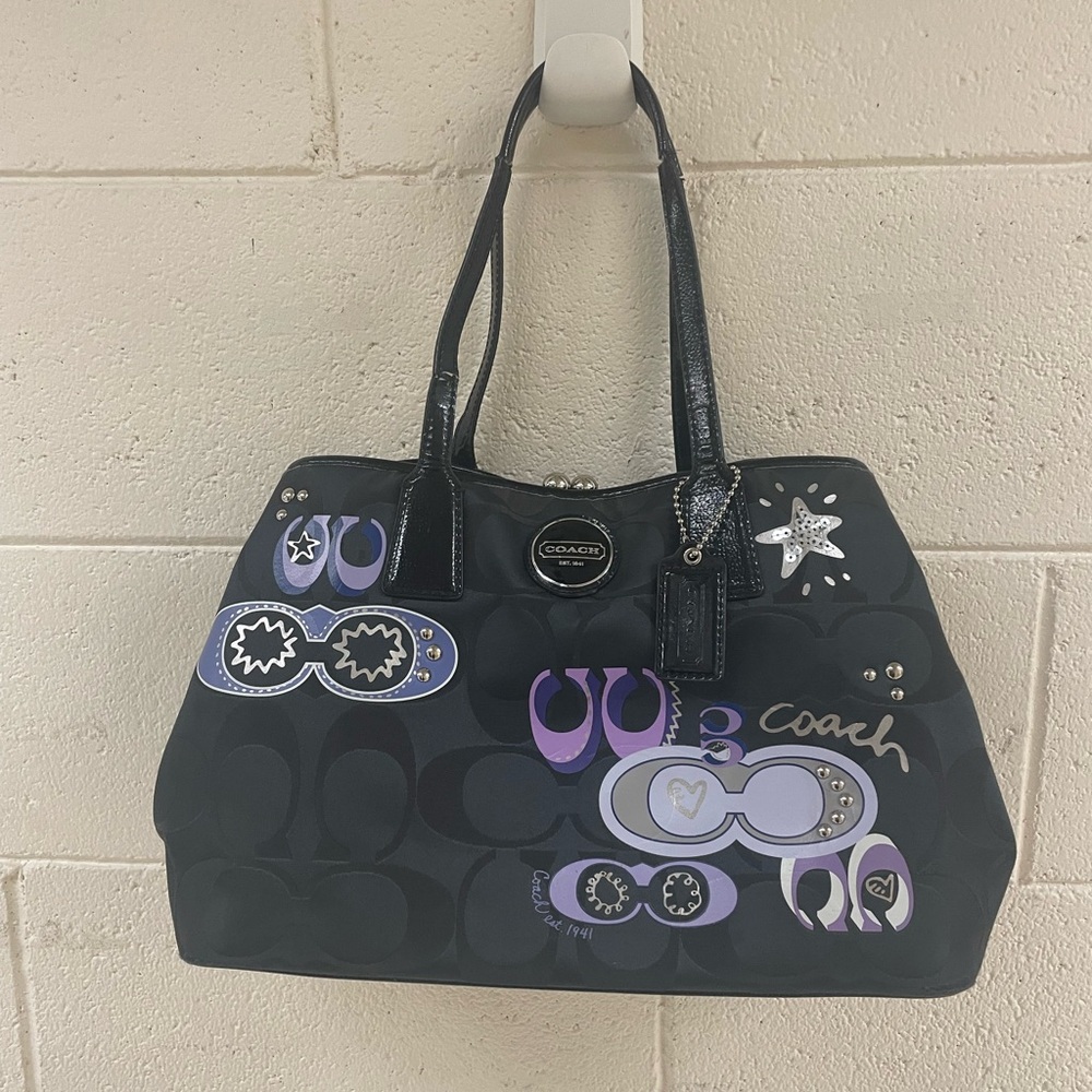 Coach Black and Purple Satchel